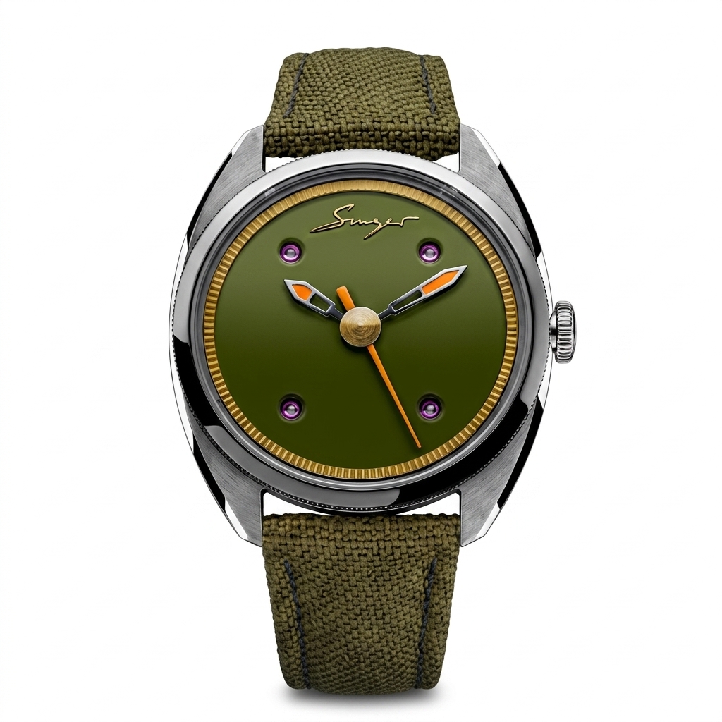 Men's Olive Green Dial Analog Watch