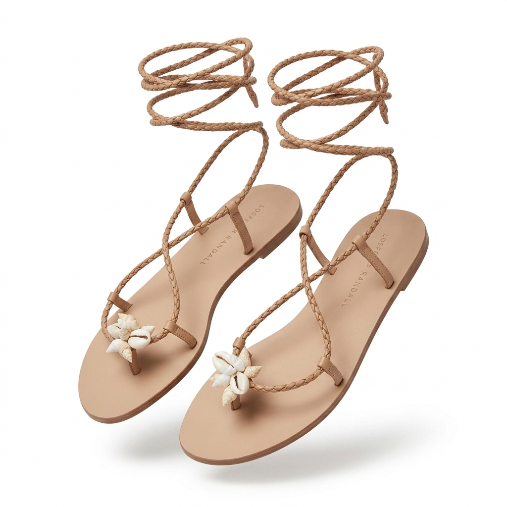 Designer Seashell Ankle Wrap Sandals