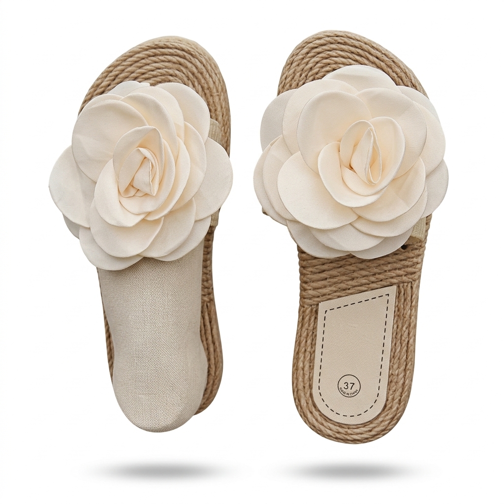 Floral Jute Women's Flat Slippers