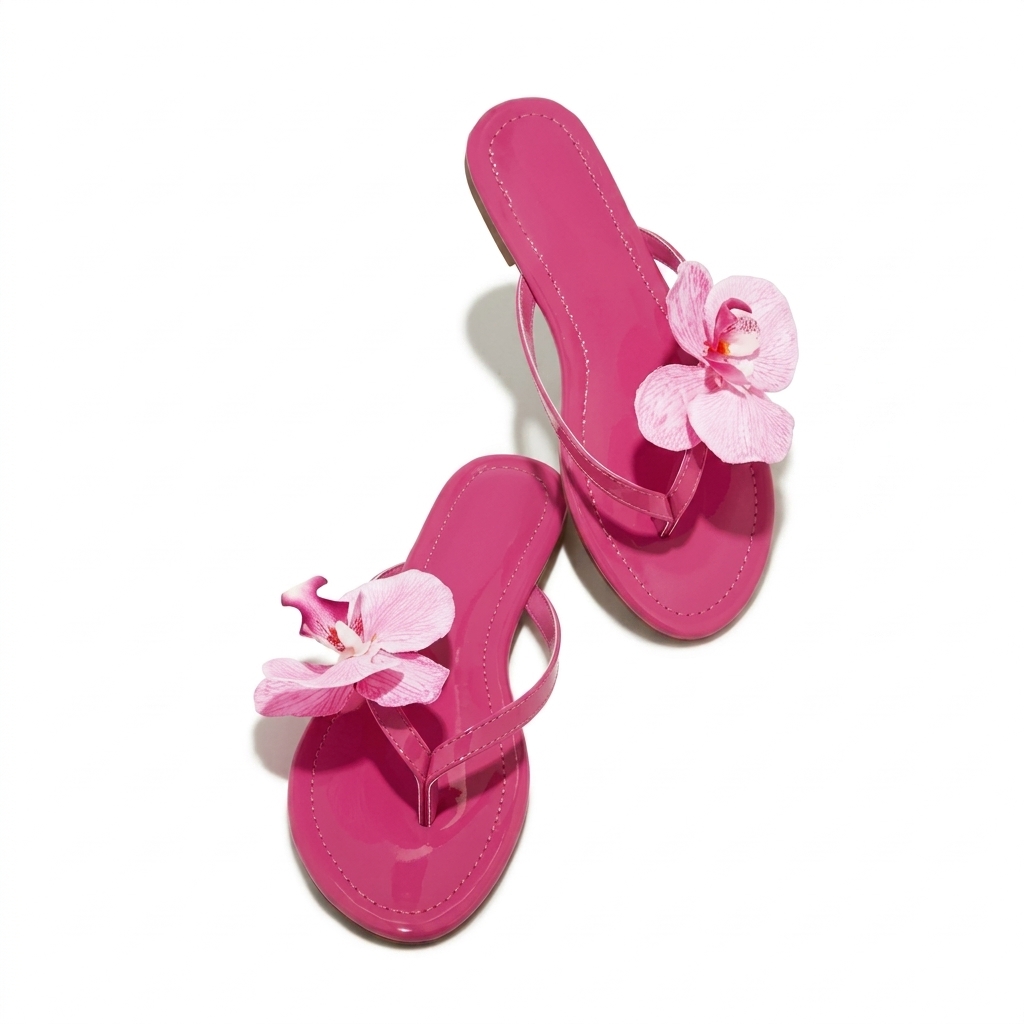 Stylish Pink Floral Flat Sandals for Women