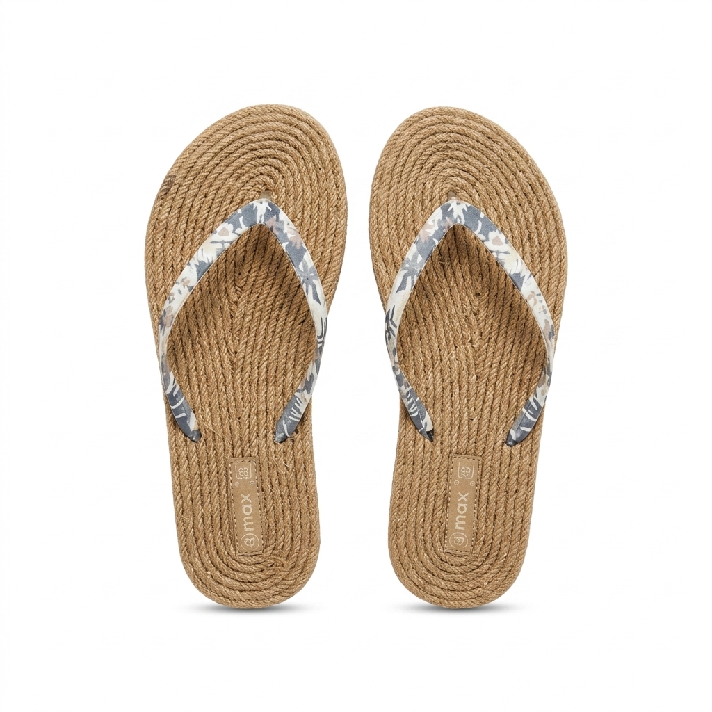 Rope Sole Floral Flip-Flops for Women