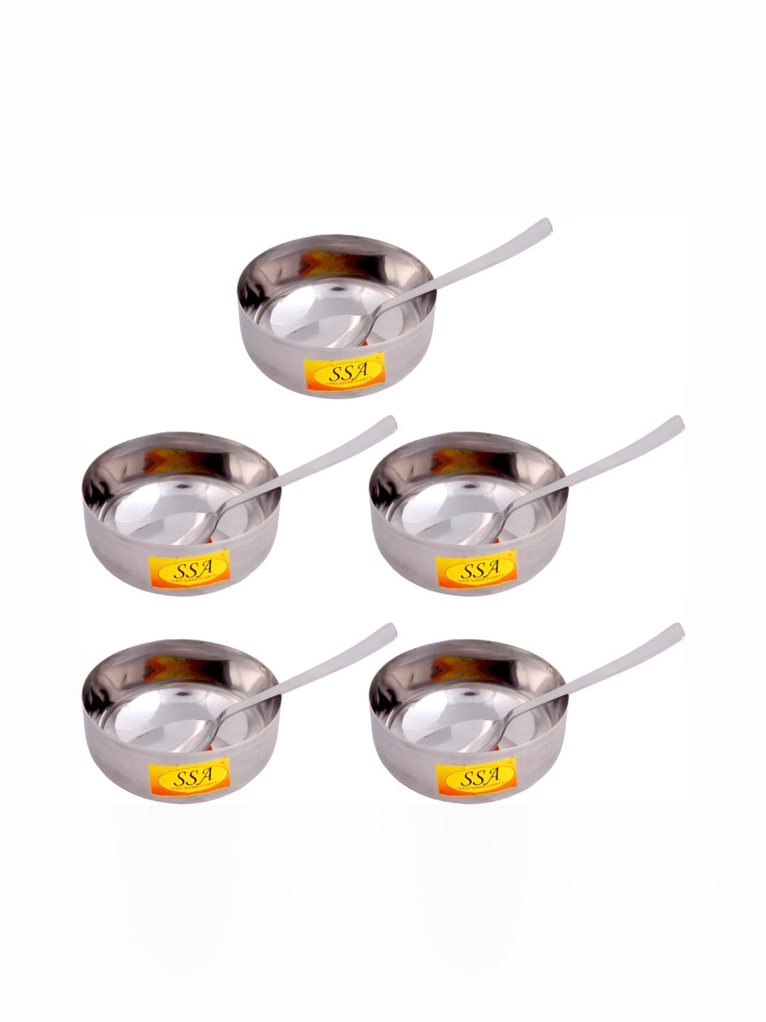 Stainless Steel Chutney Bowls Set of 5 with Spoons