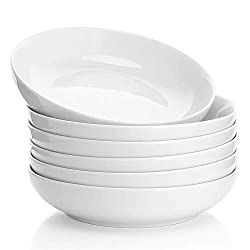 White Ceramic Pasta Bowls Set of 6