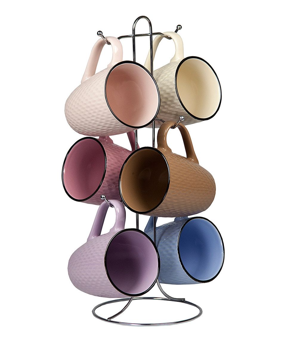 Ceramic Coffee Mug Set with Stand