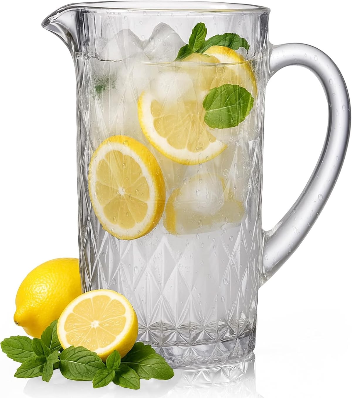 Elegant Diamond Glass Pitcher Jug 1.5L