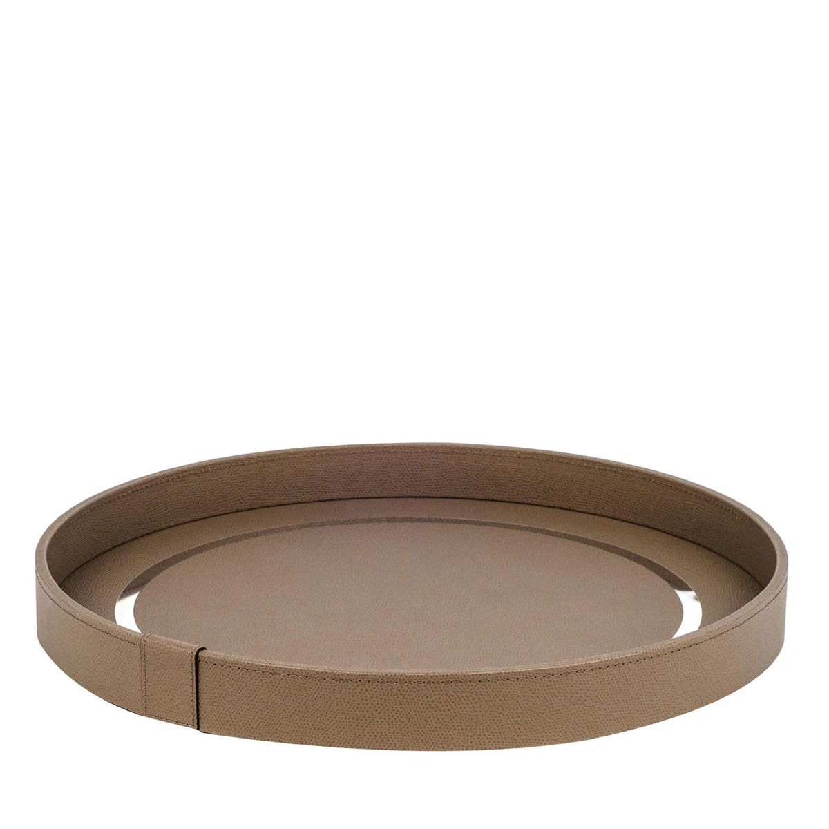 Round Faux Leather Decor Tray