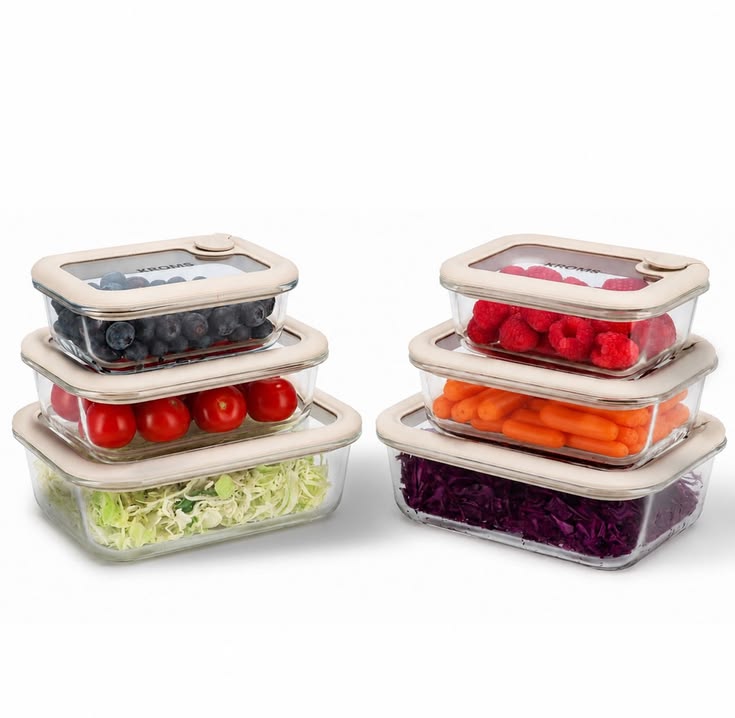 6 Pcs Glass Food Storage Container Set