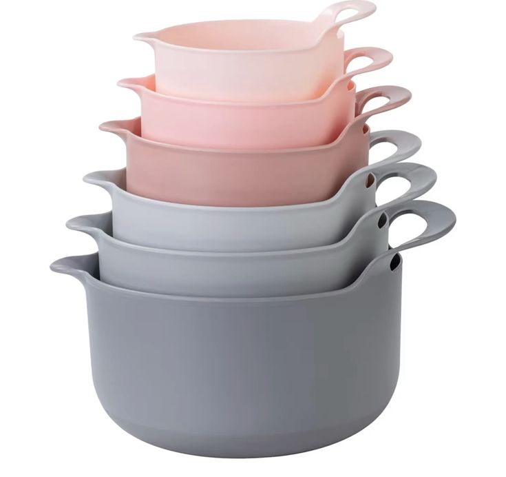 6 Pcs Nesting Mixing Bowls Set with Handles & Spout