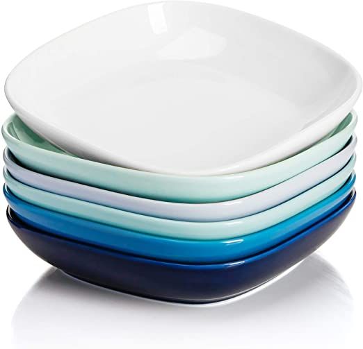 Set of 6 Multicolored Ceramic Square Serving Bowls