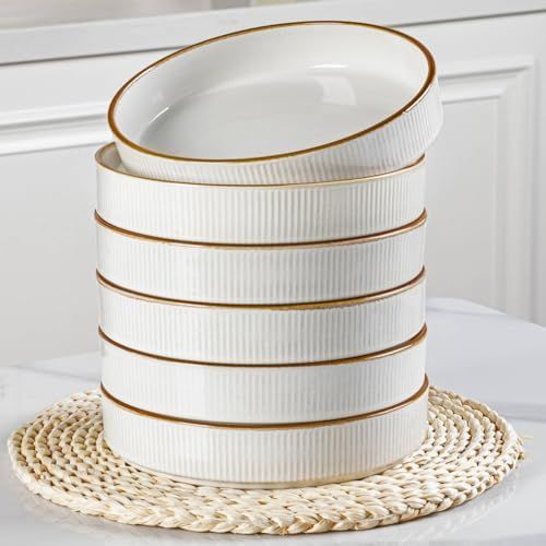 Set of 6 Ceramic Oval Baking & Serving Dishes