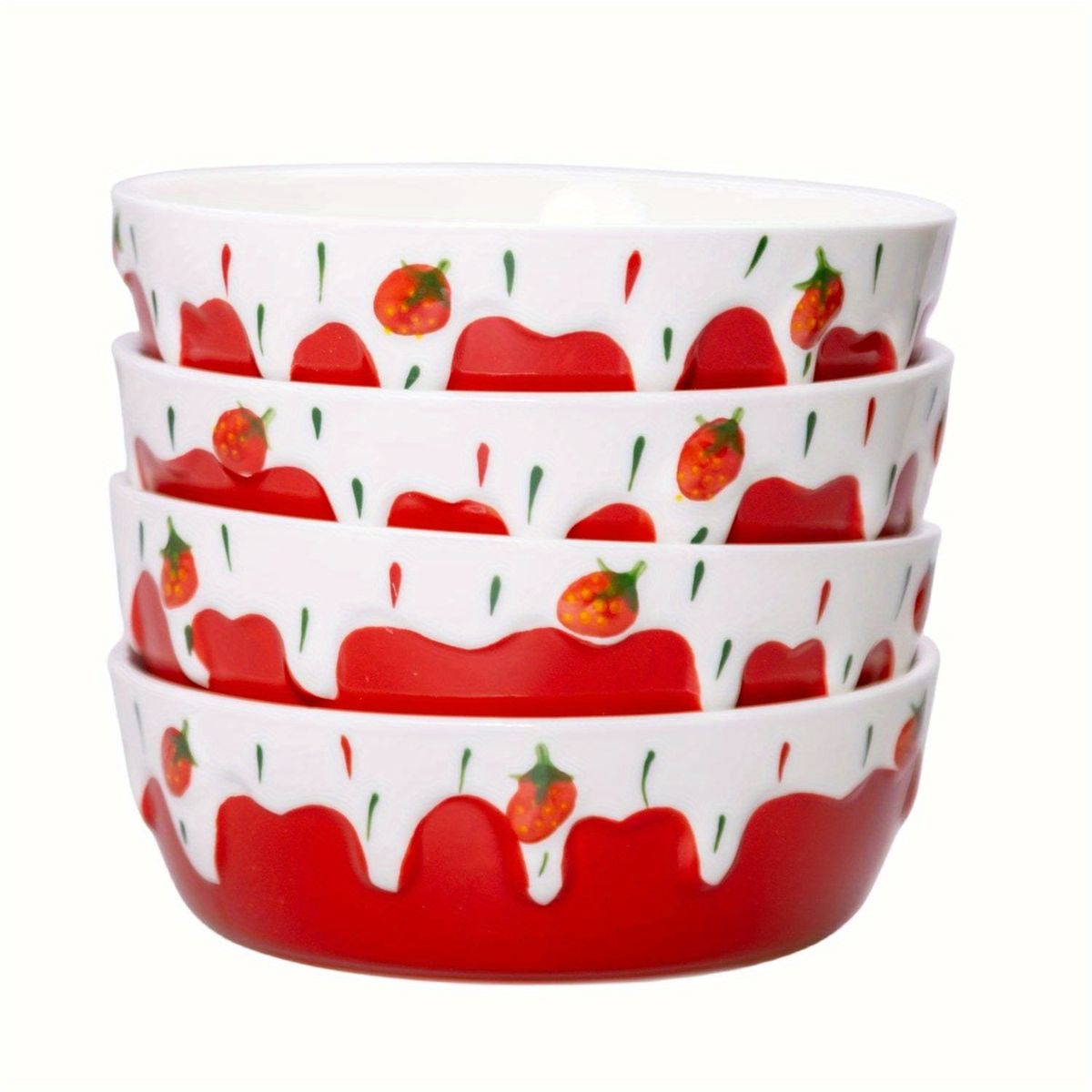 Strawberry Ceramic Bowls Set of 4