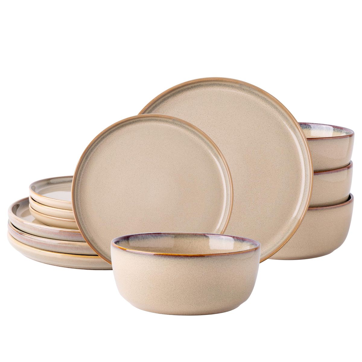 Beige Stoneware Dinner Set | 12 Pcs Ceramic