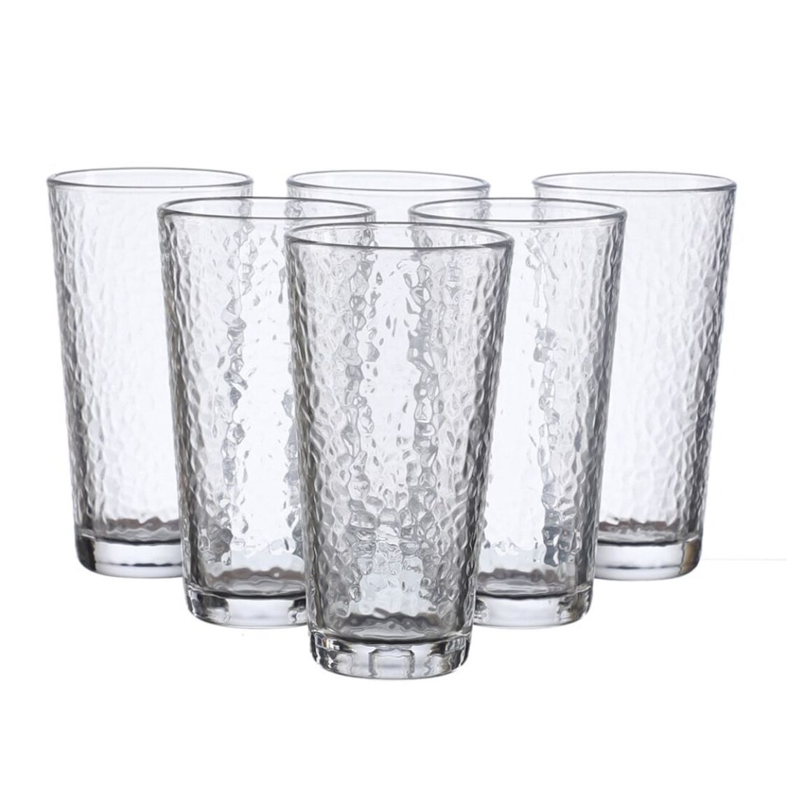 Hammered Glass Tumblers Set of 6 for Home & Kitchen
