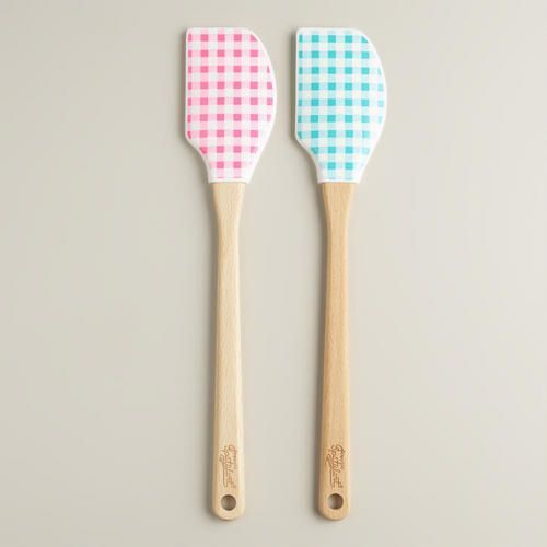 Gingham Pattern Silicone Spatula Set (2 Pcs)