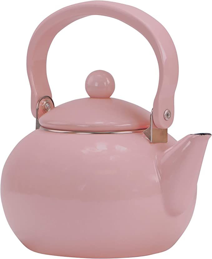 Pink Whistling Kettle | Enamel Teapot