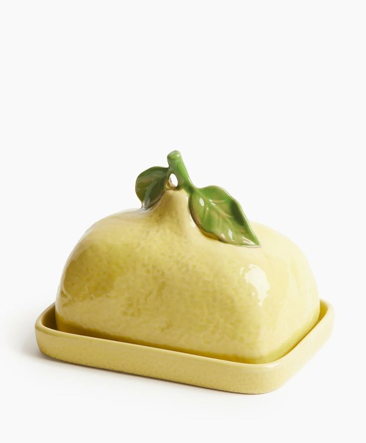Ceramic Lemon Butter Dish with Lid for Kitchen