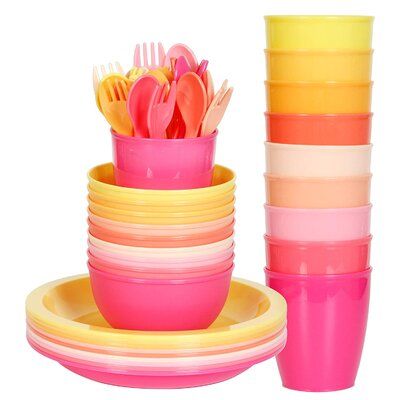 Multicolor Plastic Dinnerware Set for Kids & Picnic