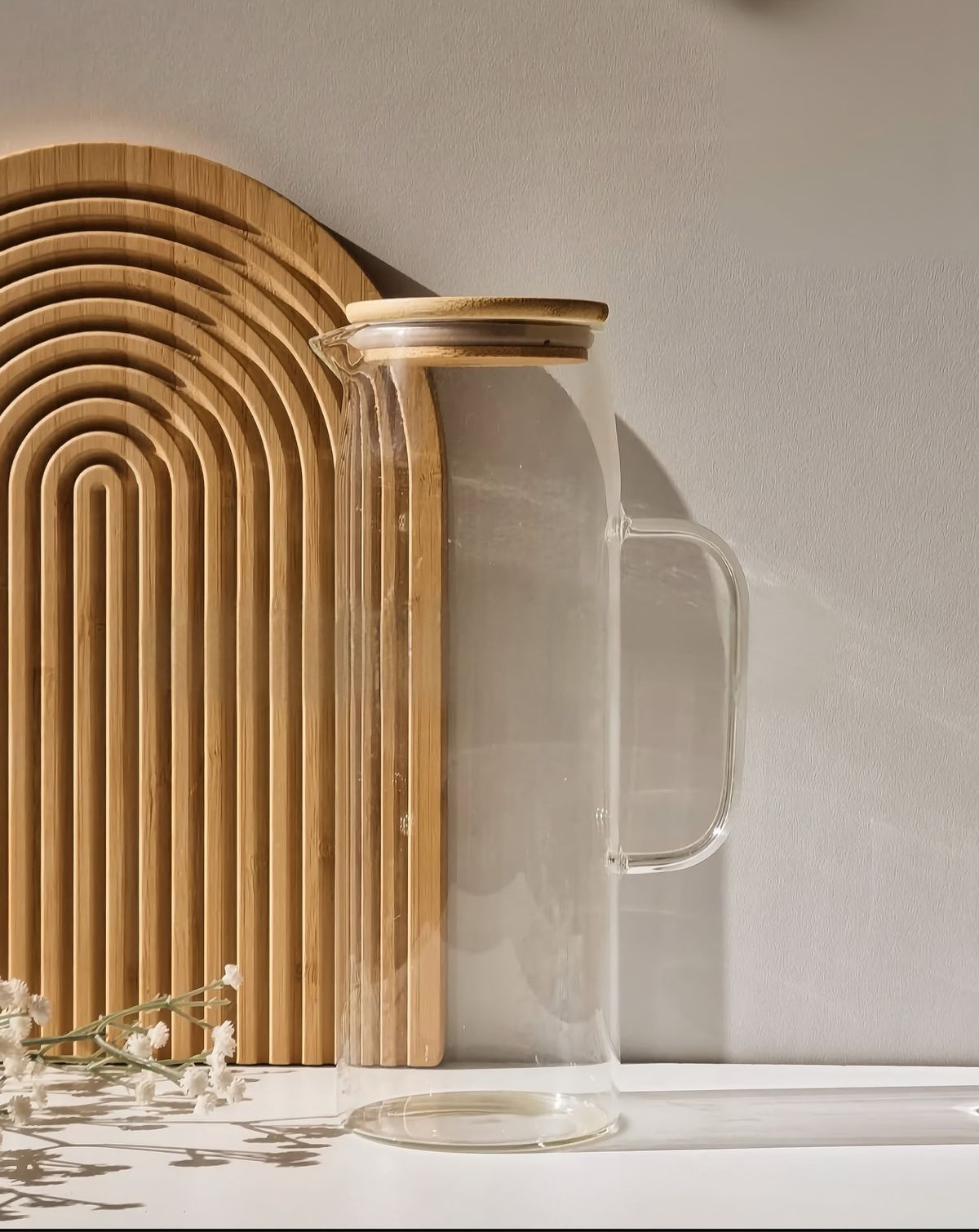 Glass Water Jug with Bamboo Lid