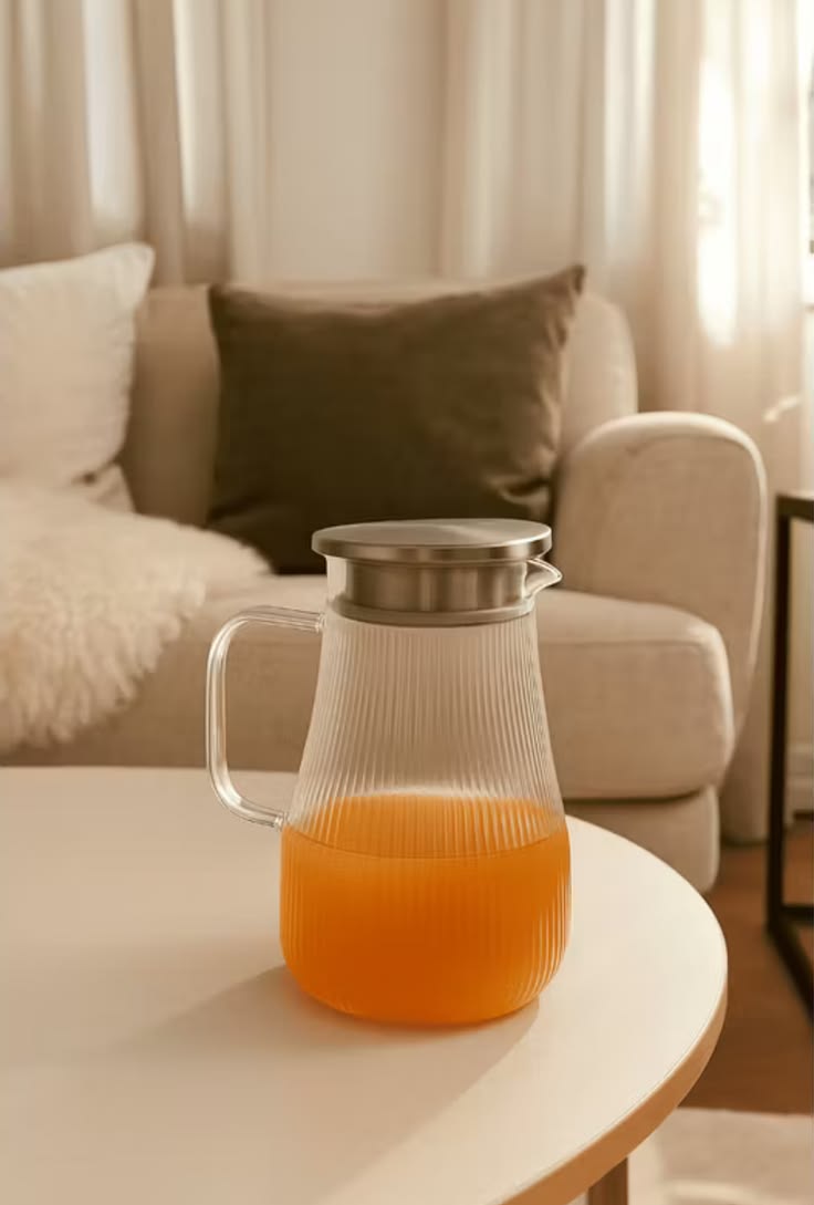 Stylish Ribbed Glass Water Jug with Lid