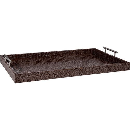 Brown Faux Leather Decorative Tray