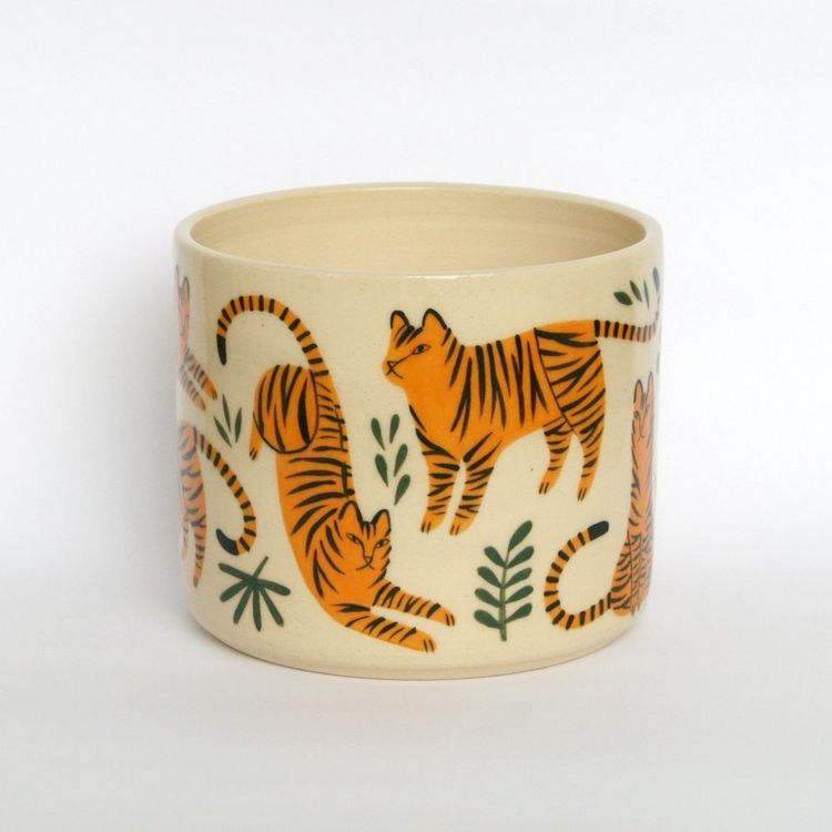 Ceramic Tiger Planter Pot | Decorative Home Decor