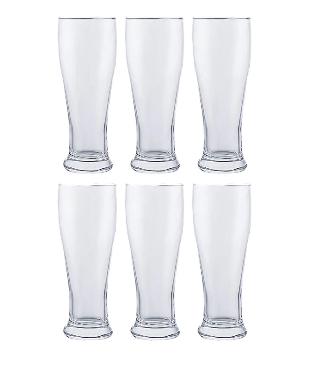 Clear Glass Pilsner Beer Glasses Set of 6