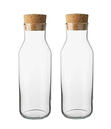 1L Glass Bottles with Cork Stopper (Set of 2)