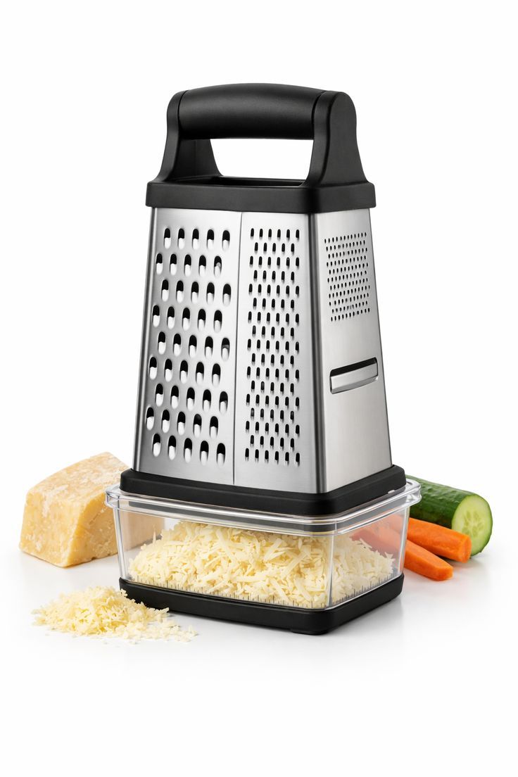 Multi-Function Stainless Steel Box Grater with Container