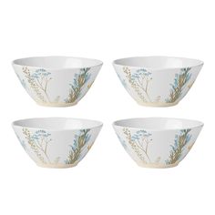 Elegant Floral Ceramic Bowls (Set of 4)