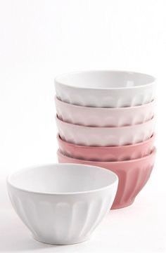 Ceramic Fluted Snack Dessert Bowls Set of 6