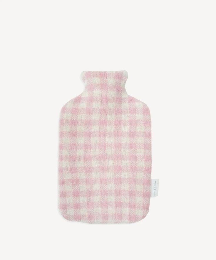 Pink Gingham Knitted Hot Water Bottle