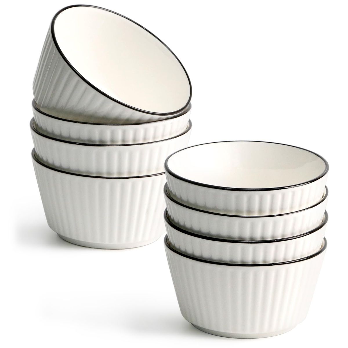 Ceramic Fluted Serving Bowls Set of 6