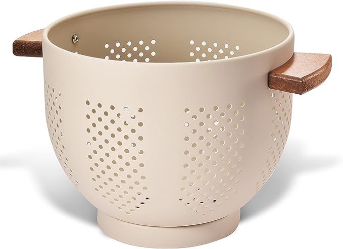 Stylish Metal Colander with Wood Handles
