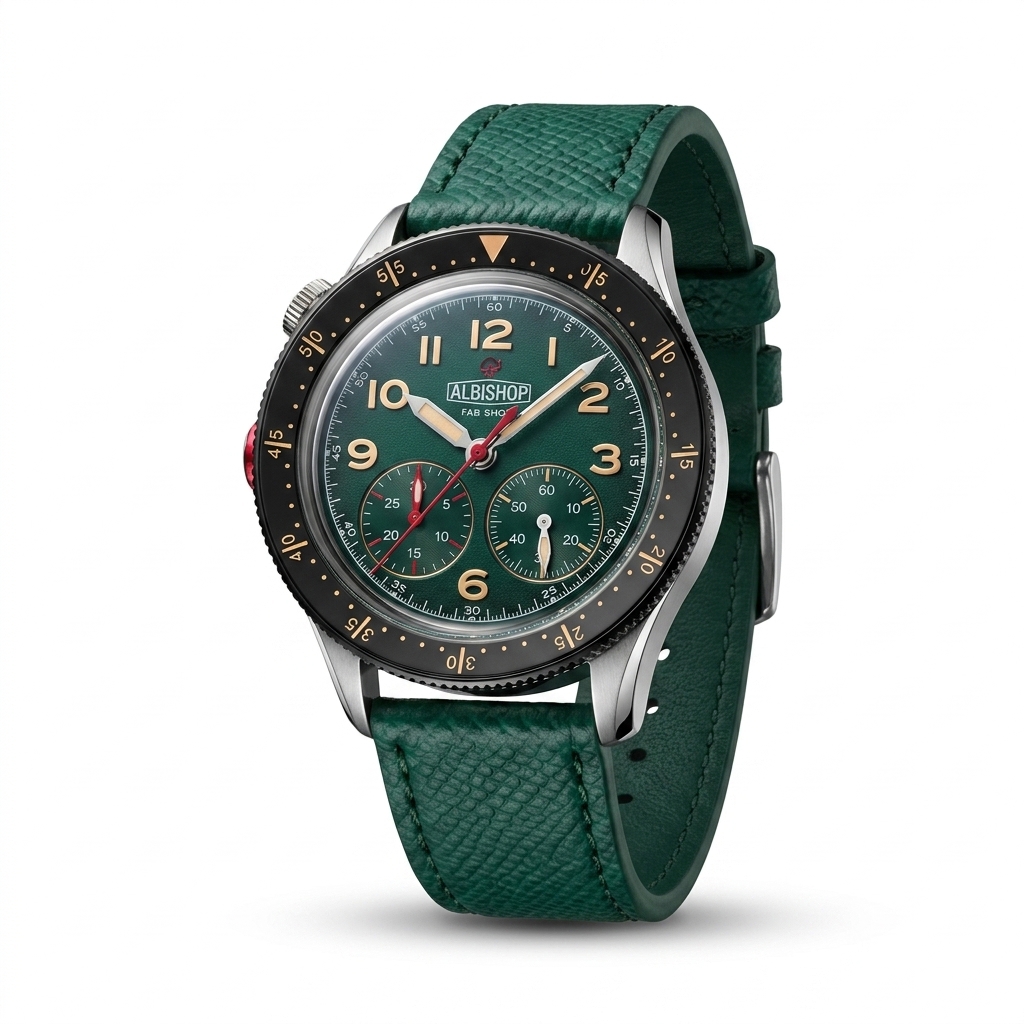 ALBISHOP Men's Green Dial Chrono Watch