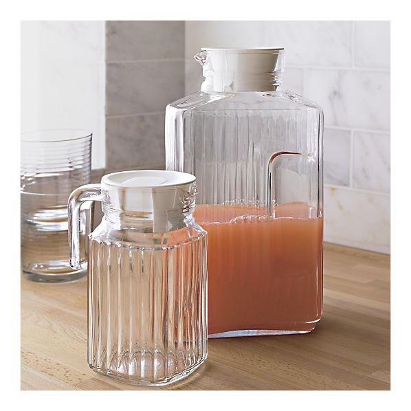 Ribbed Glass Water Jug | Juice Carafe