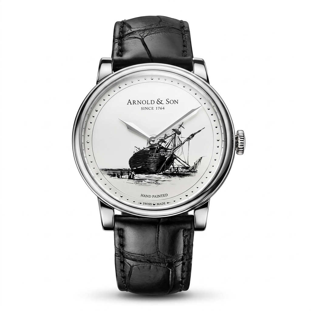 Arnold & Son Swiss Hand-Painted Shipwreck Watch