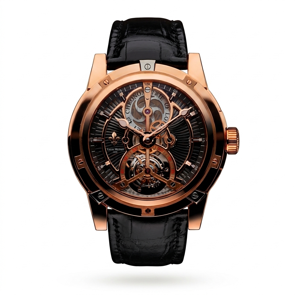 Mens Rose Gold Tone Skeleton Automatic Watch