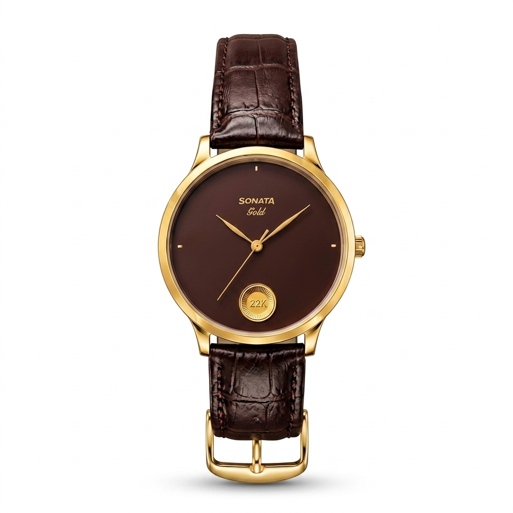 Sonata Gold 22K Men's Watch | Brown Dial
