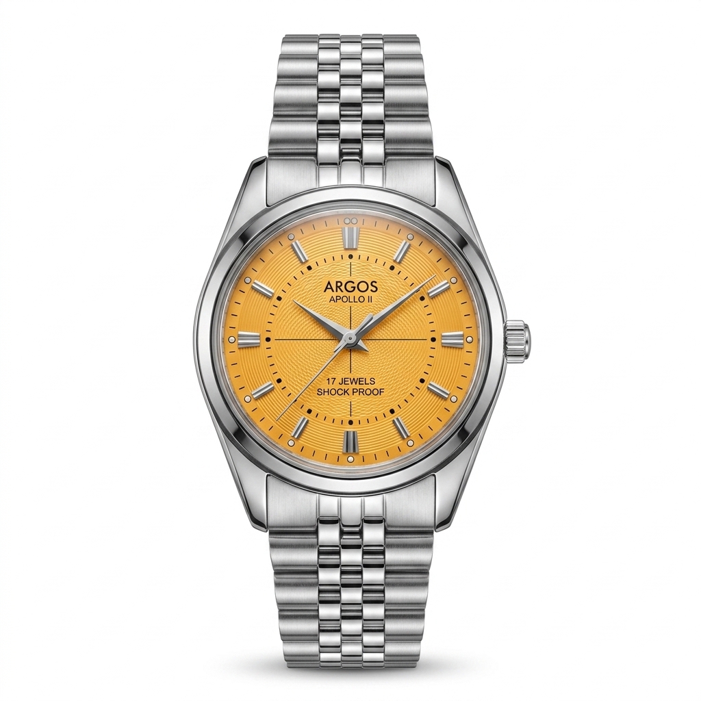 Argos Apollo II Yellow Dial Stainless Steel Watch