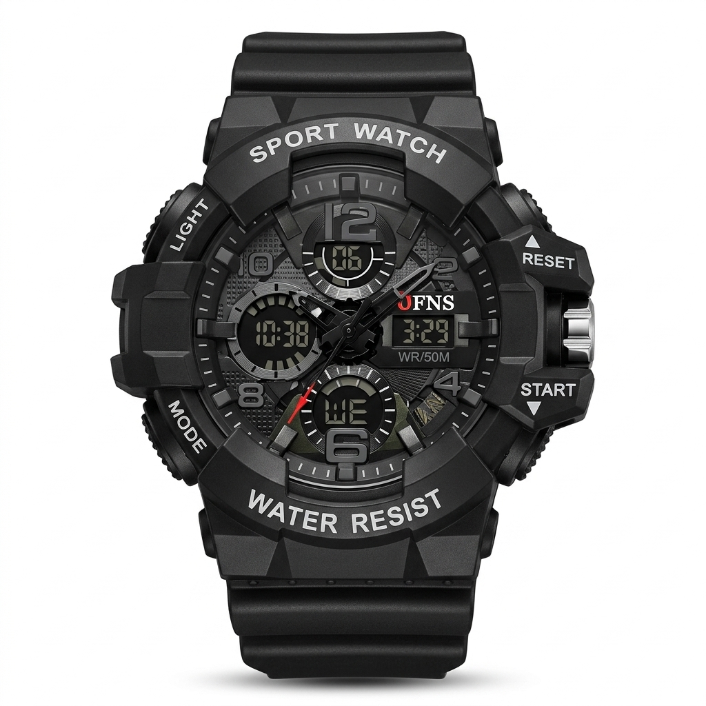 Rugged Men's Sport Watch | Dual Display | WR 50M