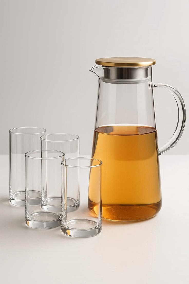 Borosilicate Glass Pitcher Set with 4 Tumblers