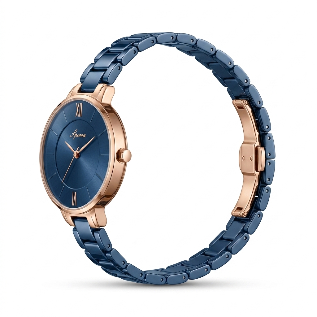 Spirra Women's Blue Dial Rose Gold Analog Watch