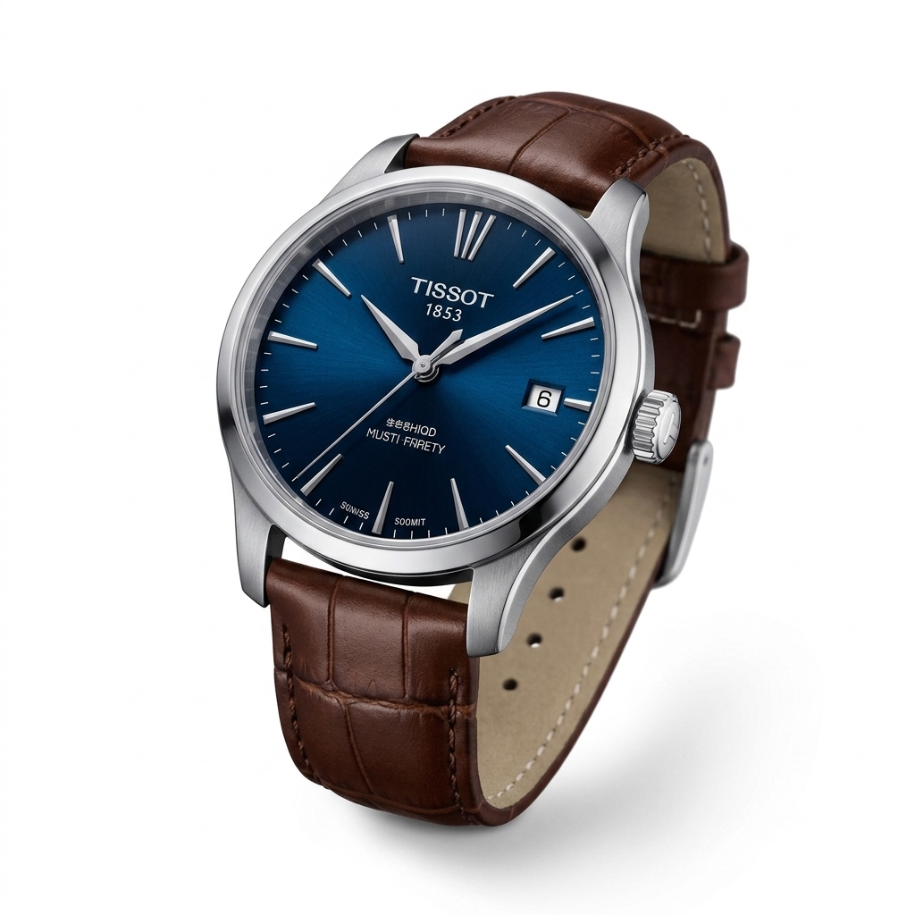 Tissot Men's Blue Dial Brown Leather Analog Watch