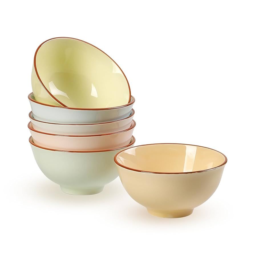 Pastel Ceramic Serving Bowls Set of 6