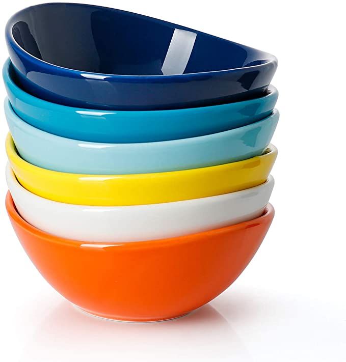 Multicolored Ceramic Snack Bowls Set of 6