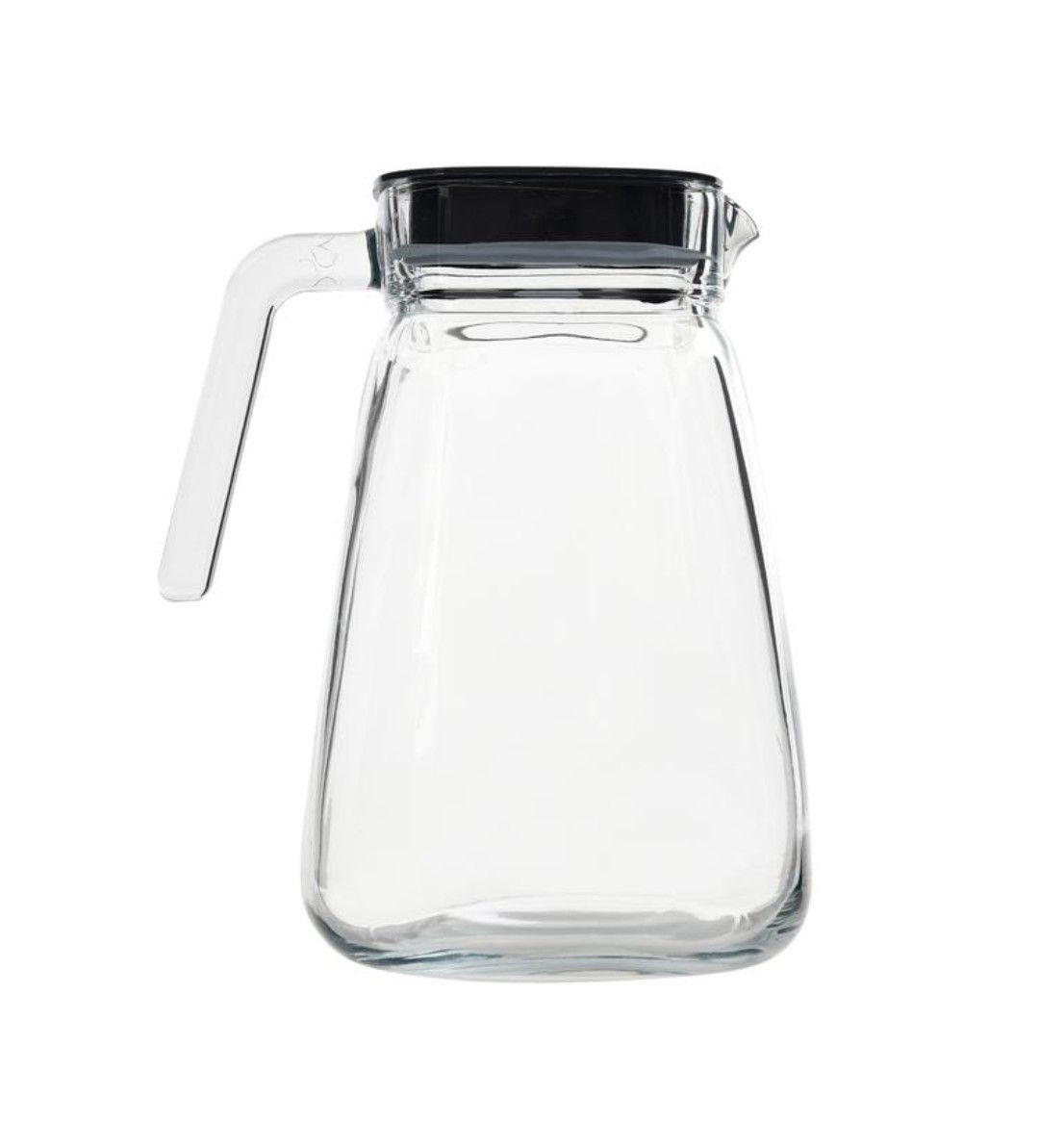 Glass Water Jug with Black Lid for Fridge