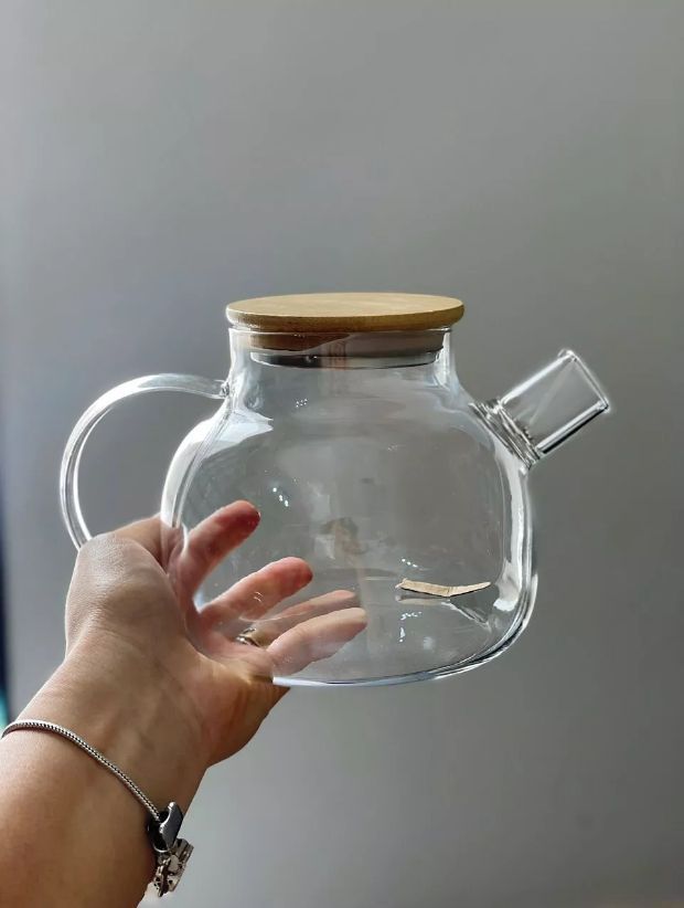 Borosilicate Glass Teapot with Wooden Lid 800ml