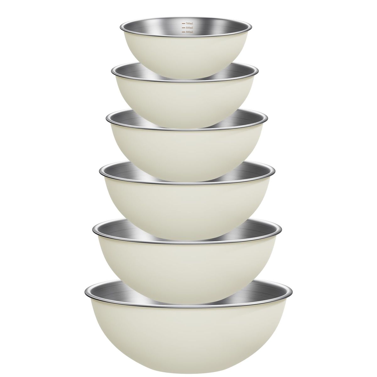 6 Pcs Stainless Steel Nesting Mixing Bowls
