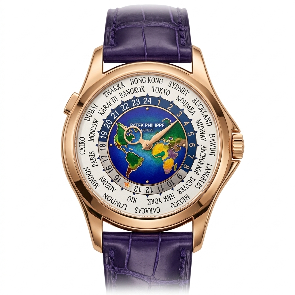 Men's World Time Watch | Faux Leather Strap