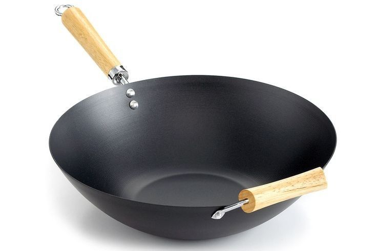 Carbon Steel Wok Pan | Wooden Handles